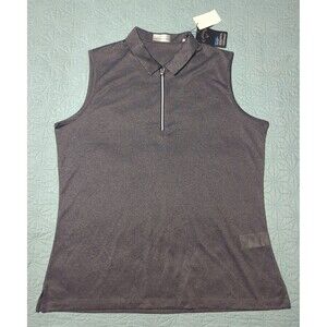 Callaway Women's XL Opti-Dri Quarter Zip Sleeveless Golf Polo Black Heather NWT
